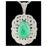 925 STERLING SILVER DYED GREEN BERYL & WHITE