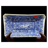 ANTIQUE BLUE AND WHITE PORCELAIN SMALL TRAY;