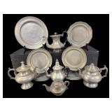 LARGE LOT OF EARLY PEWTER PLATES CHARGERS AND