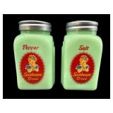 SUNBEAM JADEITE SALT AND PEPPER SET