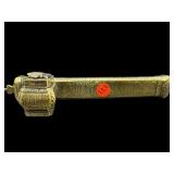 ANTIQUE BRASS PEN CASE AND INKWELL