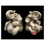 PR OF BRASS ELEPHANT BOOKENDS/DOORSTOPS