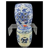 2 PC LOT BLUE AND WHITE PORCELAIN MINIATURE