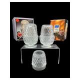 3 PC LOT CLEAR DIAMOND POINT FAIRY LAMPS AND ONE