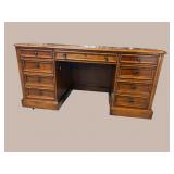 SLIGH CHERRY LEATHER EXECUTIVE DESK