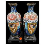 2 PC LOT JAPANESE CLOISONNE VASES