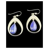 DESIGNER JAY KING STERLING SILVER LAPIS EARRINGS;