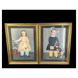 2 LARGE FOLK ART PORTRAIT PRINTS