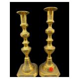 Pr of ANTIQUE BEEHIVE PUSH UP CANDLESTICKS
