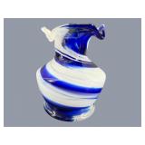 SMITHS OLD TIMER HAND BLOWN BLUE AND WHITE SWIRL