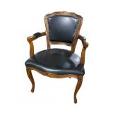 LEATHER FRENCH OPEN ARM CHAIR