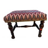 19TH CENTURY MAHOGANY CLAW FOOT STOOL