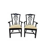2 EBONIZED CHIPPENDALE ARM CHAIRS