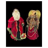 TALL LARGE SANTA AND ANGEL FIGURE TREE TOPPERS