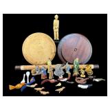MISC LOT OF FIGURINES, TRAYS, ETC.