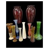 LARGE LOT OF MULTI-COLOR GLASS VASES
