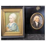LOT OF 2 HAND PAINTED MINIATURE PORTRAITS