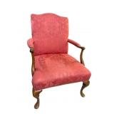 QUEEN ANNE ANTIQUE MAHOGANY OPEN ARMCHAIR