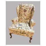 CREWEL WORK QUEEN ANNE WINGBACK CHAIR