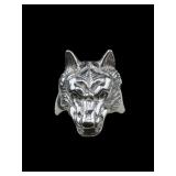 STERLING SILVER VINTAGE WOLF HEAD RING