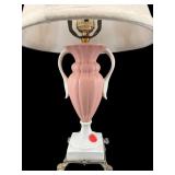 PINK AND WHITE PORCELAIN BEDSIDE TABLE LAMP