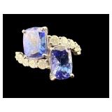 NATURAL PLATINUM TANZANITE & DIAMOND RING