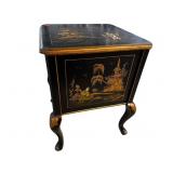 CHINOISERIE DECORATED LIFT TOP SEWING BOX