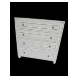 WHITE LACQUERED MCM 4 DRAWER CHEST