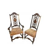 2 CARVED HIGH BACK ANTIQUE CHAIRS