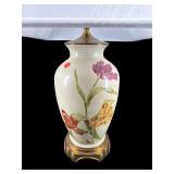 LARGE WILDWOOD FLORAL PORCELAIN TABLE LAMP;