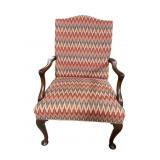 ANTIQUE QUEEN ANNE OPEN ARM CHAIR