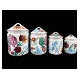 4 PC JAPAN PAINTED FLOWERED CANISTER SET