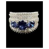 STERLING SILVER BLUE TOPAZ CZ RING