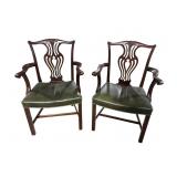 2 HIGH QUALITY CHIPPENDALE ARM CHAIRS