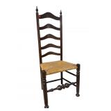 ANTIQUE LADDERBACK RUSH BOTTOM CHAIR