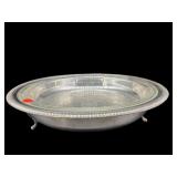 SILVERPLATED FOOTED BOWL WITH PYREX GLASS INSERT