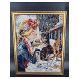 LARGE NEEDLEWORK PICTURE IN FRAME
