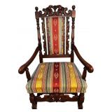 19TH CENTURY OAK HEAVY CARVED THRONE CHAIR