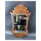 ENGLISH ANTIQUE ELM MINIATURE CHIPPENDALE MIRROR