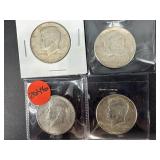 LOT OF 4 1964 KENNEDY HALF SILVER DOLLARS