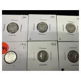 LOT OF 6 MERCURY SILVER DIMES