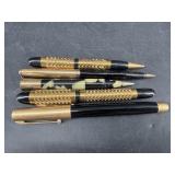 LOT OF 5 ANTIQUE FOUNTAIN PENS, INK PENS, PENCILS