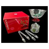 GORHAM CRYSTAL FESTIVE HOLLY LARGE BOWL