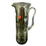 LARGE HAND BLOWN ART GLASS PINCHED PITCHER