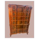 FLAMED MAHOGANY CHIPPENDALE TALL CHEST