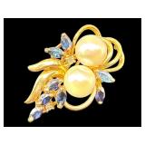 14KT PEARL BLUE SAPPHIRE AND DIAMOND ENHANCER