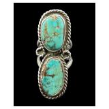 DOUBLE TURQUOISE STERLING SILVER RING