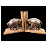 LOT OF 2 ROSEWOOD ELEPHANT BOOKENDS