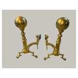 PR OF HIGH END CHIPPENDALE CANNONBALL ANDIRONS