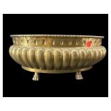 ANTIQUE BRASS FOOTED PLANTER